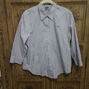 (SALE/$15) Lavender Striped Cotton Blouse